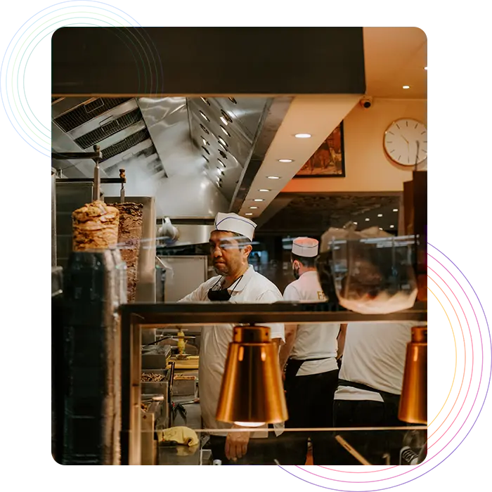 Kebab shop staff in the kitchen