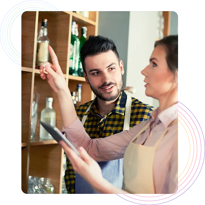 Restaurant staff doing inventory management