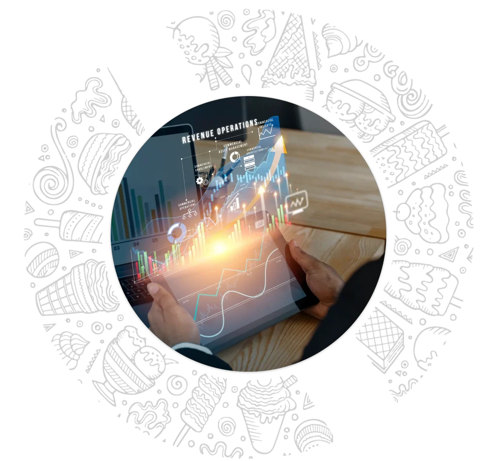 Graphical representation of the growth tracking through the Restroworks analytics app