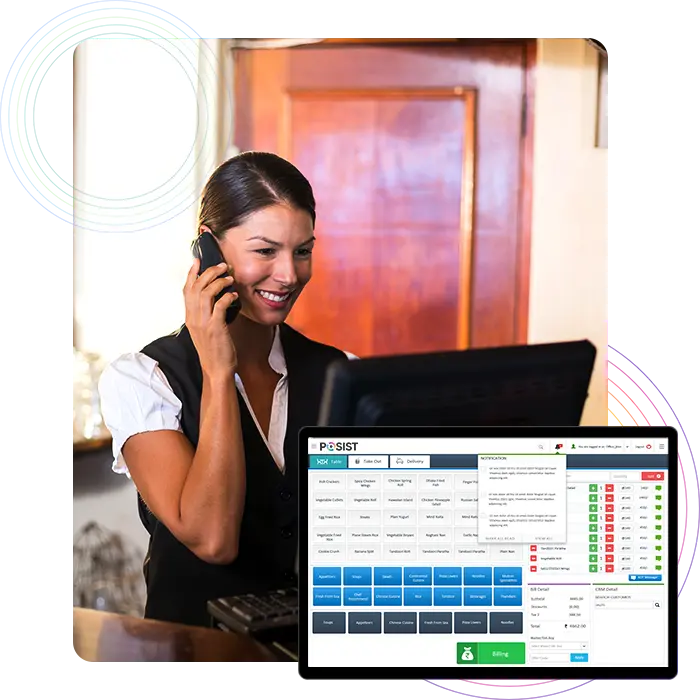 Restaurant staff using Restroworks Point of sale interface