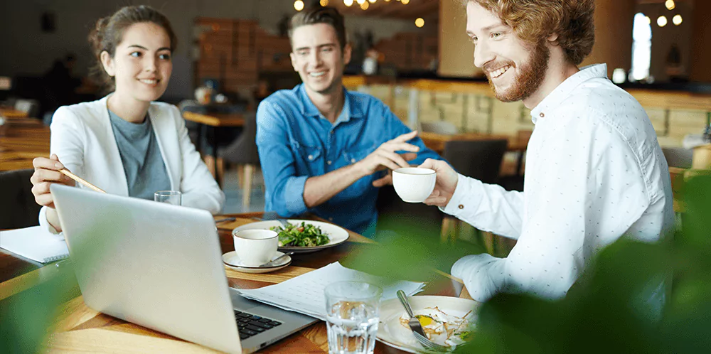 Restaurant staff viewing restaurant insights