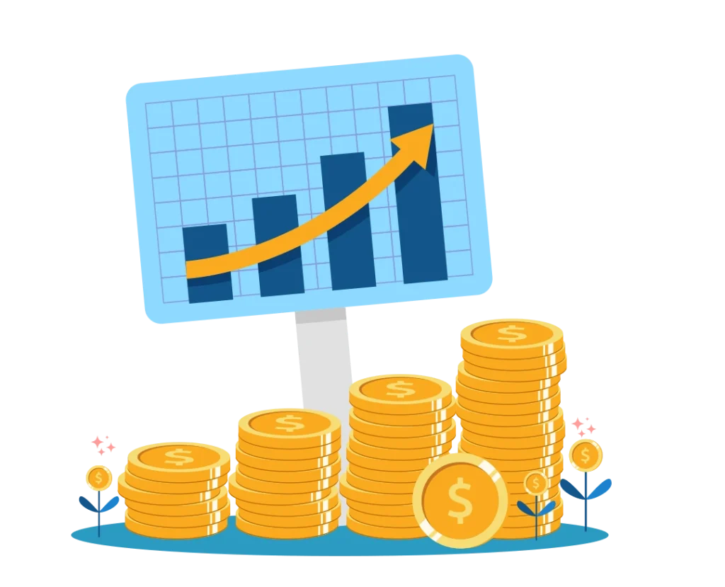Graphical representation of growing sales revenue