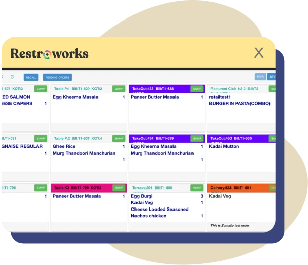 View of the Restroworks Kitchen display screen